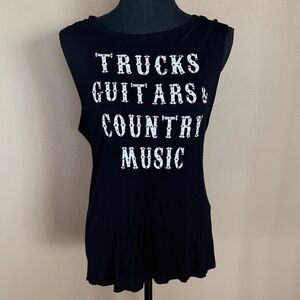 Country Music Graphic Rhinestoned Muscle Tee